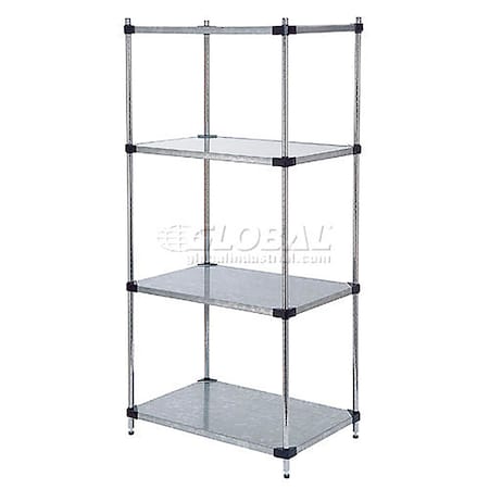 Nexel Galvanized Steel, 4 Tier, Solid Shelving Starter Unit, 54Wx24Dx54H 24545SZ